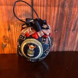 Quilted United States Air Force Christmas Ornament  Patriotic Design USA flag